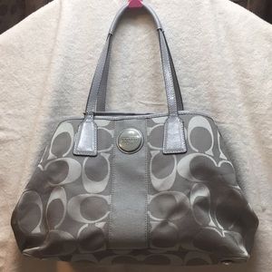 Coach signature canvas and leather handbag